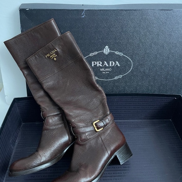 Prada brown leather riding boots - Picture 7 of 8